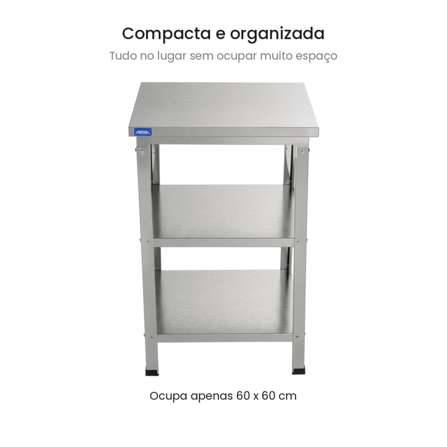 Mesa de Inox Paneleiro Duplo 60 x 60 - Aisa